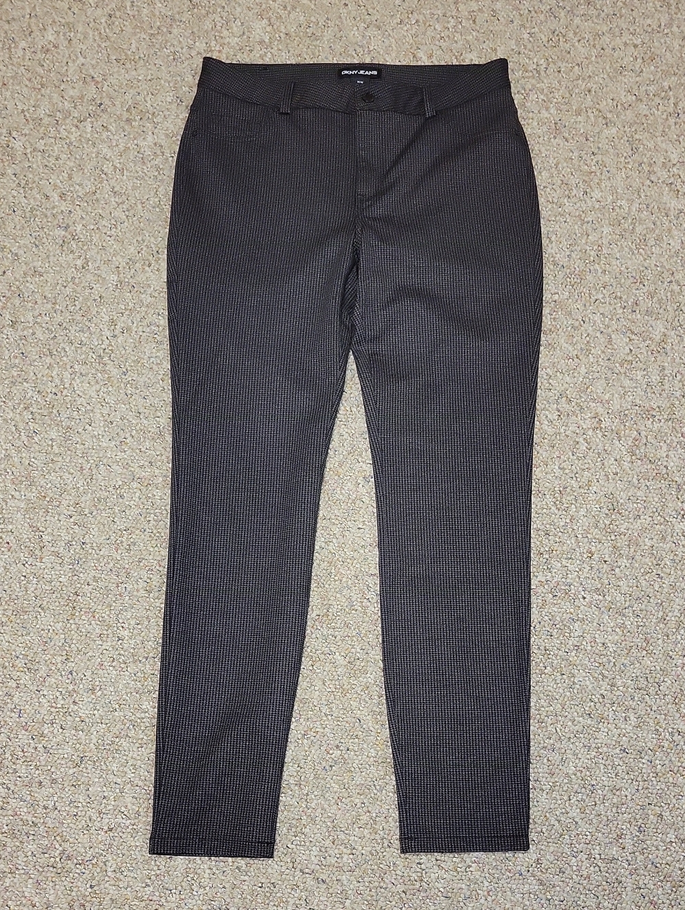 DKNY Gray Black Micro-Check Ponte Ankle Pants Medium Business Casual Office